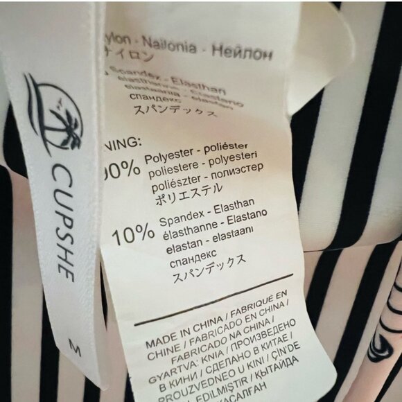 NWOT Cupshe Pink Floral Twist Front Striped Halter One Piece Cutout Swimsuit, M - Picture 13 of 14